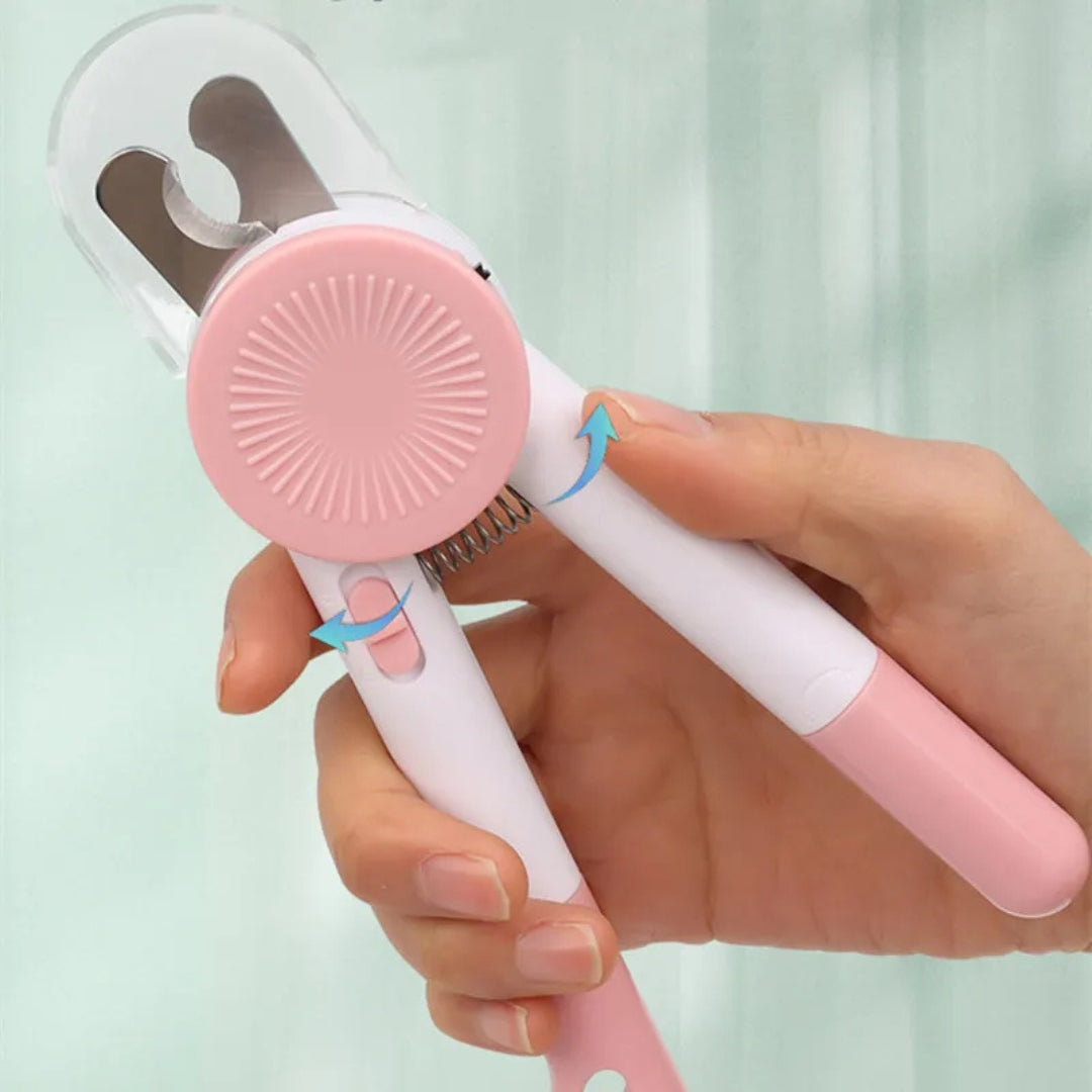 Claw clippers for dogs and cats with safety cap and non-slip handle