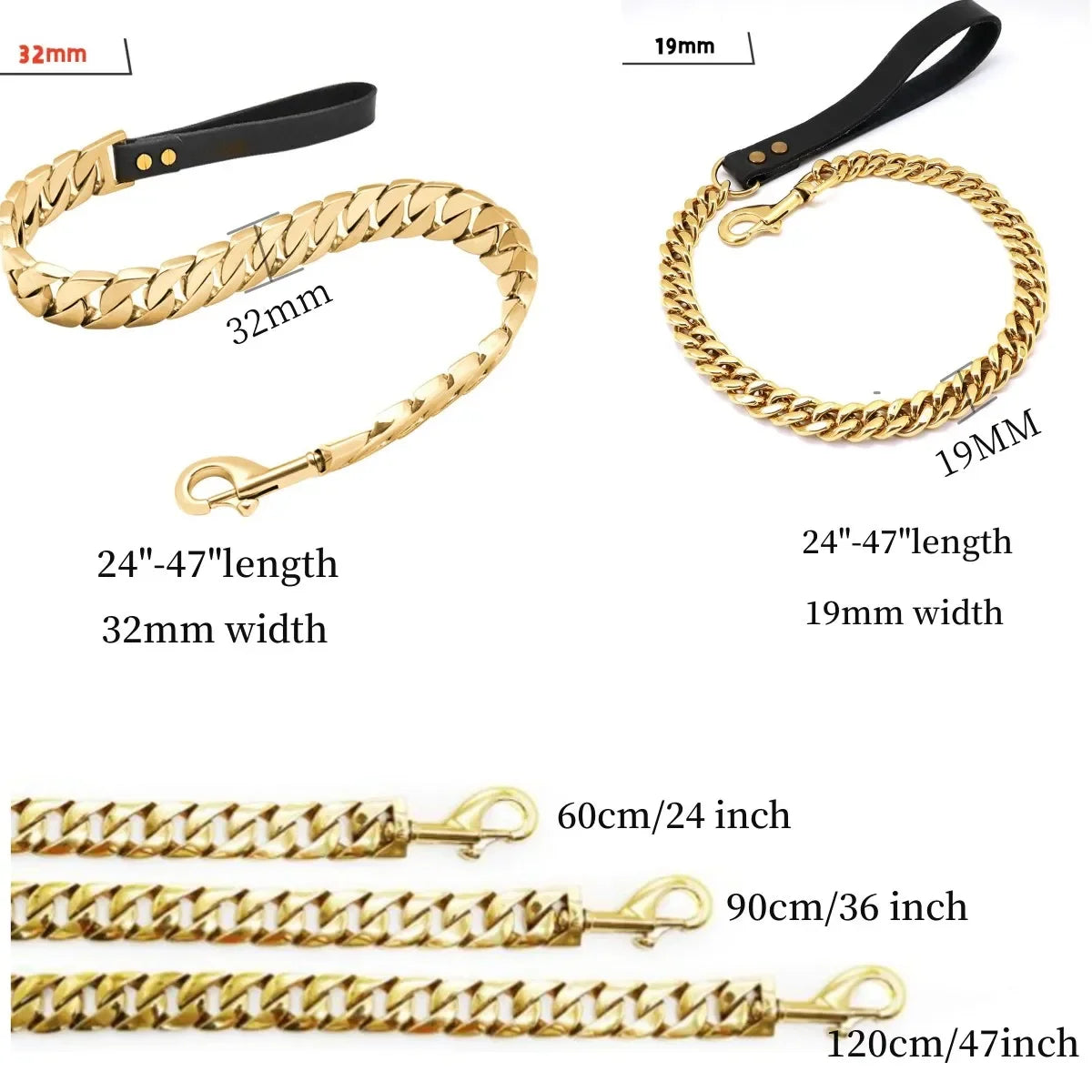 Dog Lead made of Titanium Steel - suitable for 19mm (Cuba V2) or 32mm thick "Toronto"