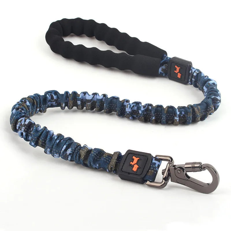 Elastic dog leash with shock absorption