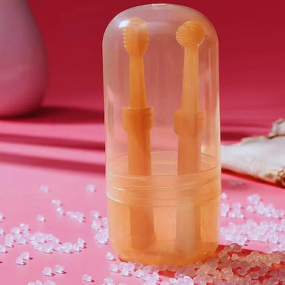 Silicone dog toothbrush set with travel case