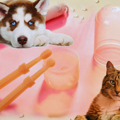 Silicone dog toothbrush set with travel case