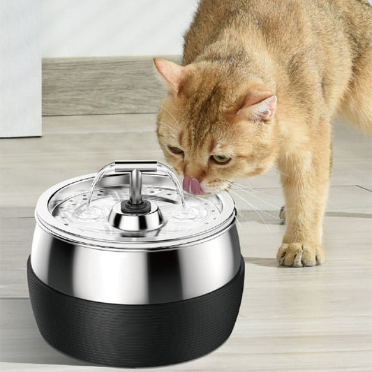 3L stainless steel drinking fountain for dogs and cats – quiet water dispenser with double spout