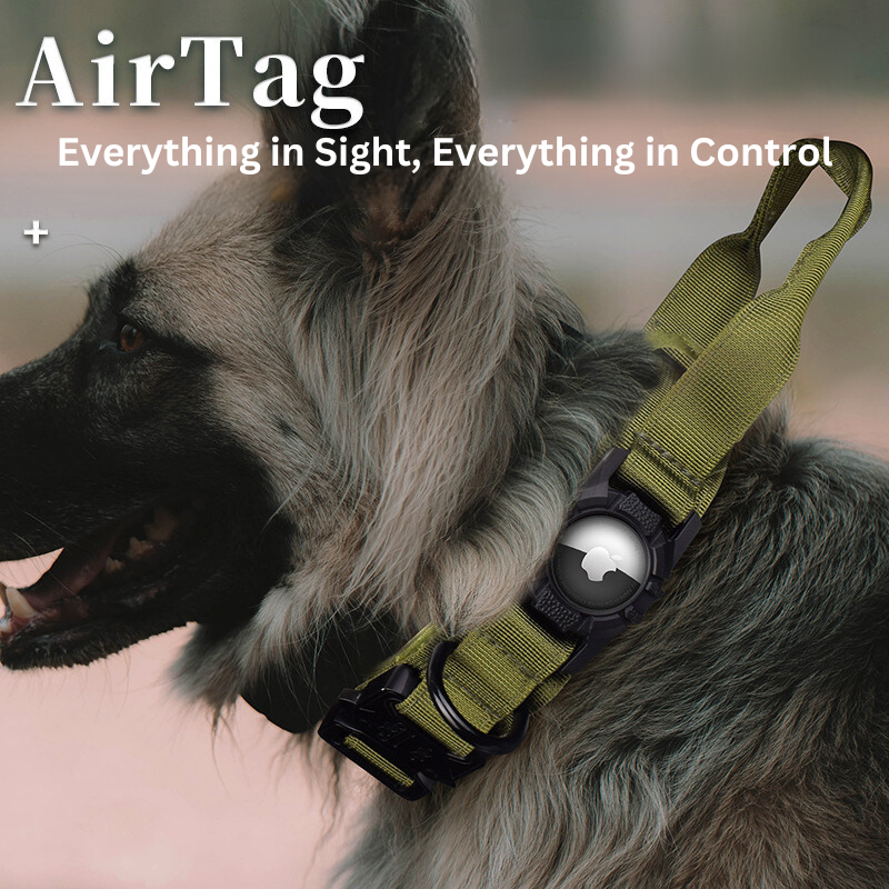 Tactical dog collar, suitable for Apple AirTag tracking device