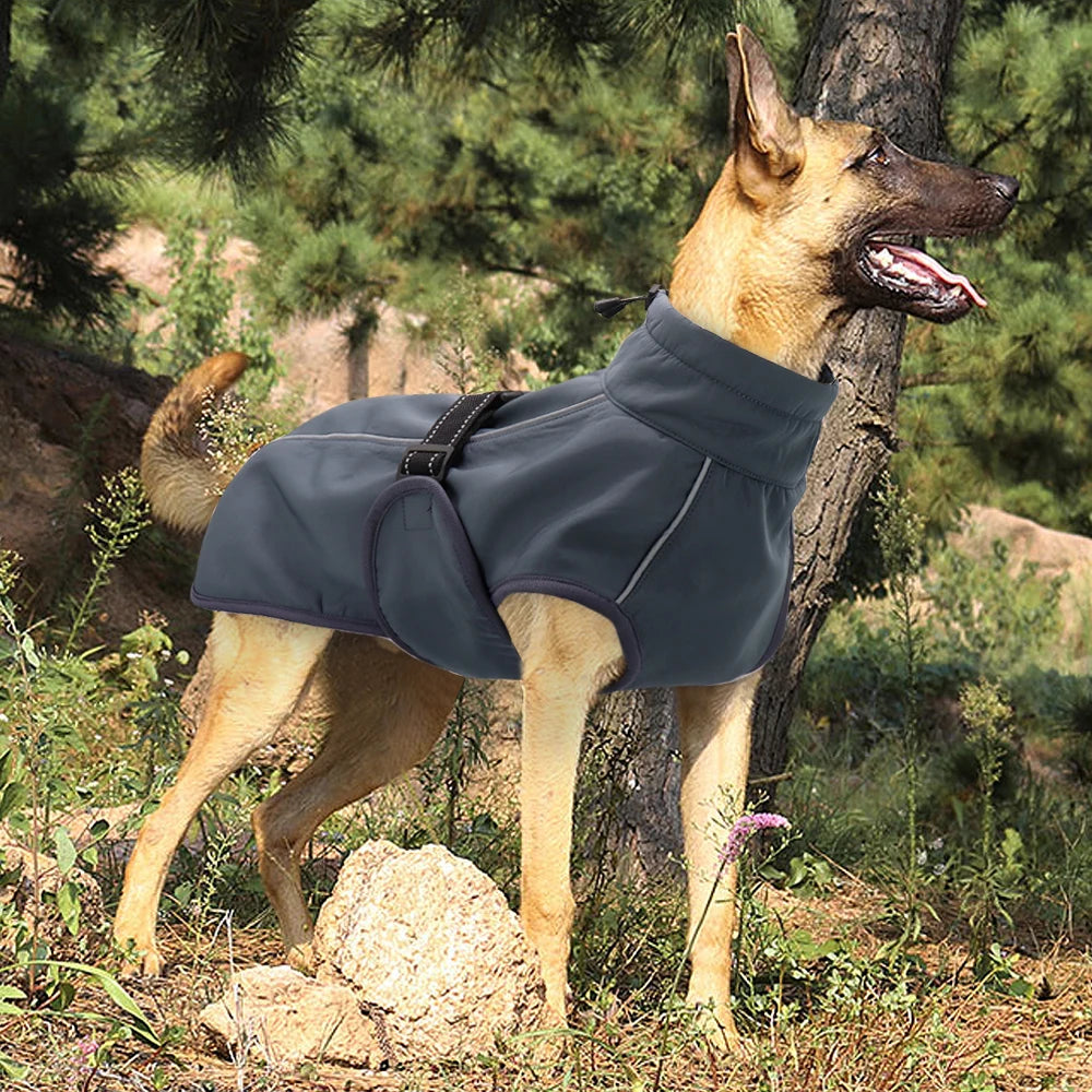 Waterproof raincoat for dogs, including suitability for dog harnesses "Storm Protection+"