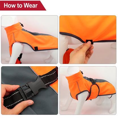 Waterproof raincoat for dogs, including suitability for dog harnesses "Storm Protection+"