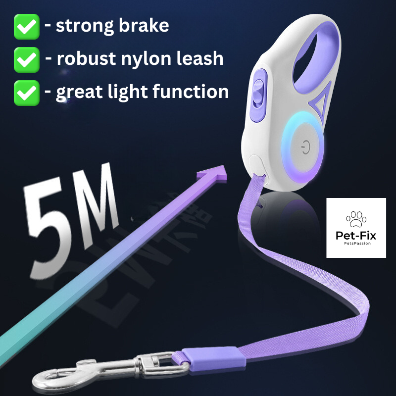 New LED retractable leash 3M or 5M for pets, reinforced version