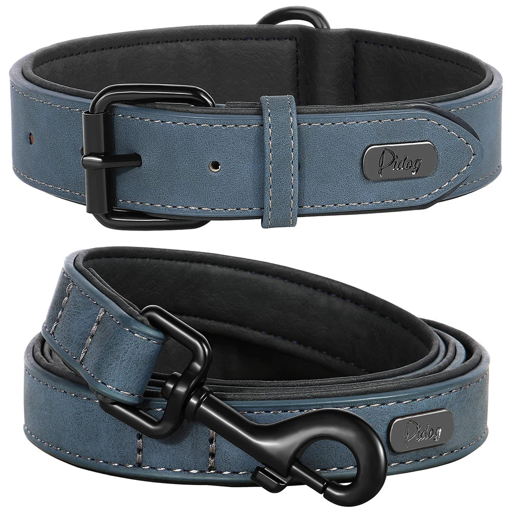 PU Leather Dog Collar Leash Set