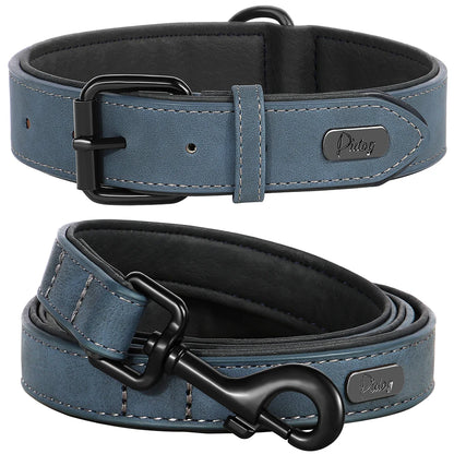 PU Leather Dog Collar Leash Set