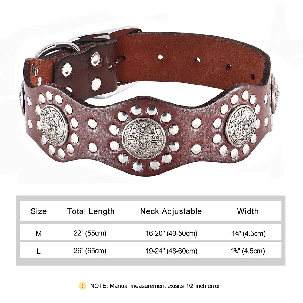 Luxury spiked leather dog collar for large dogs
