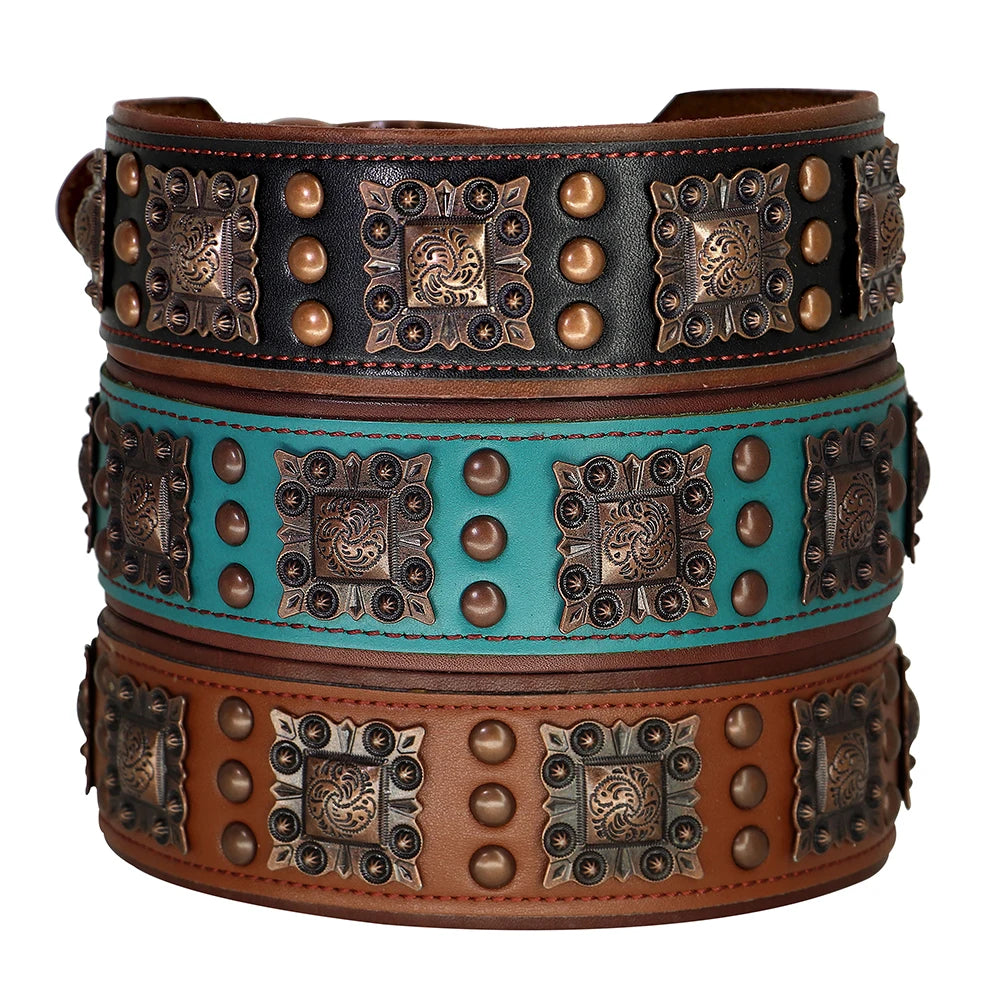 Luxury spiked leather dog collar for large dogs