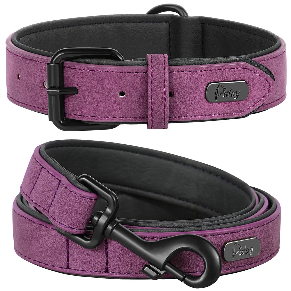 PU Leather Dog Collar Leash Set