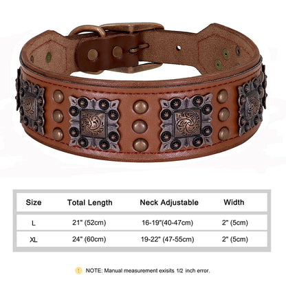 Luxury spiked leather dog collar for large dogs