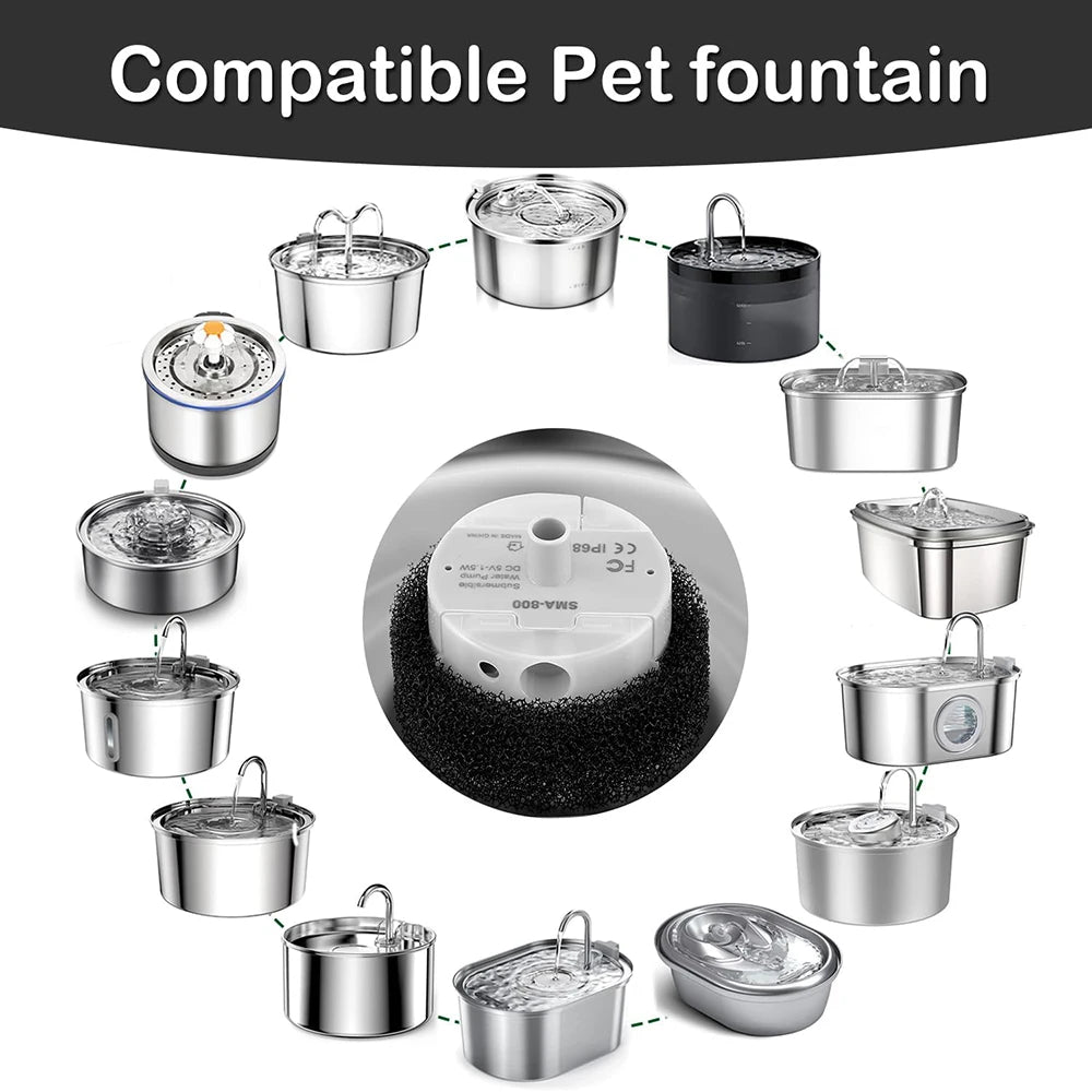Water Pump For Pet Fountain Stainless Steel  TyP-SMA-800 Ultra-Quiet USB,No Plug Only Water Pump