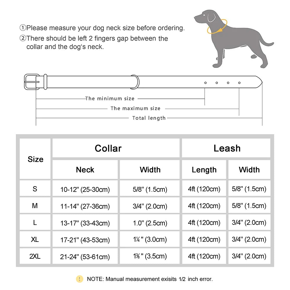 PU Leather Dog Collar Leash Set