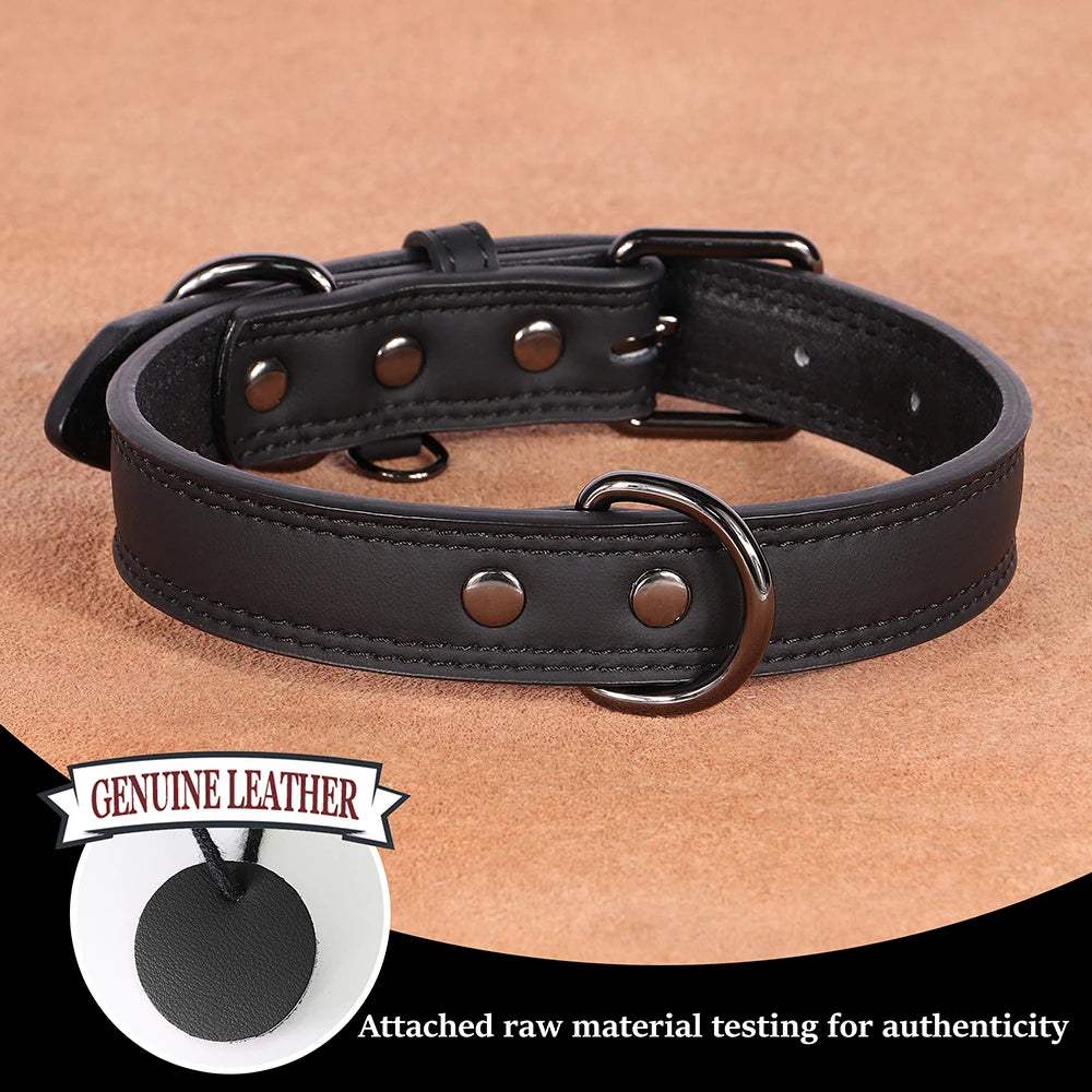 Pet-Fix soft genuine leather dog collar, Artico