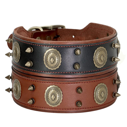 Luxury spiked leather dog collar for large dogs