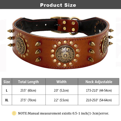 Luxury spiked leather dog collar for large dogs