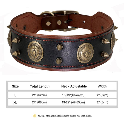 Luxury spiked leather dog collar for large dogs
