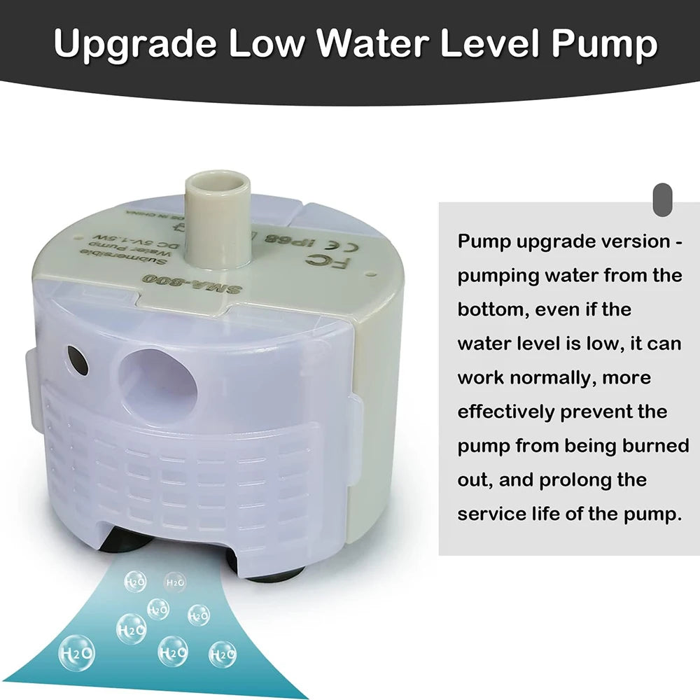 Water Pump For Pet Fountain Stainless Steel  TyP-SMA-800 Ultra-Quiet USB,No Plug Only Water Pump