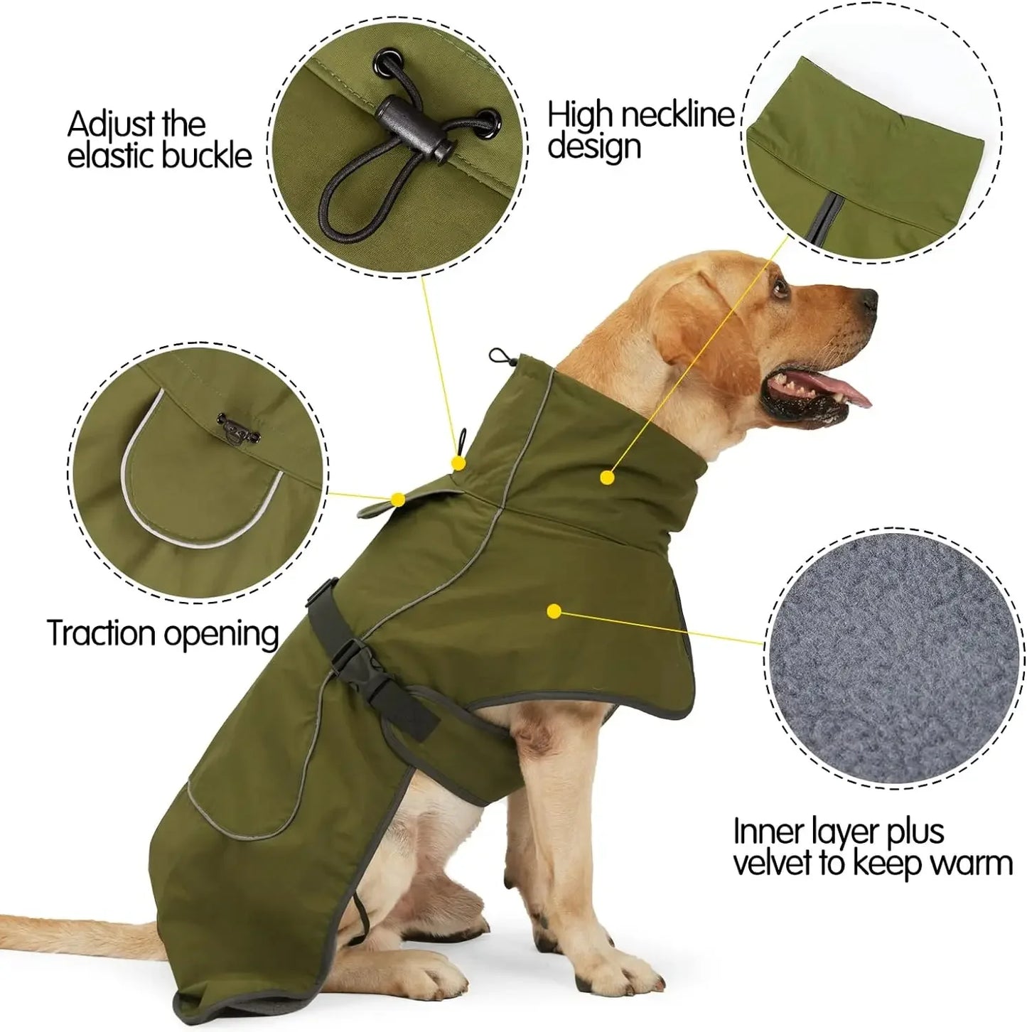 Winter clothing for dogs Windproof vest, with harness or opening for existing harnesses. Small to large dogs