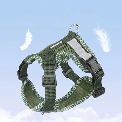 Dog harness with lead for small dogs with reflector