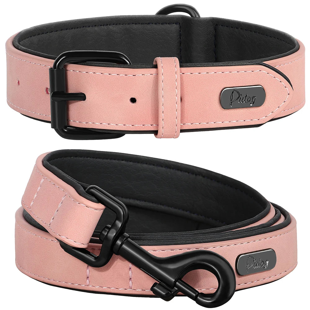 PU Leather Dog Collar Leash Set