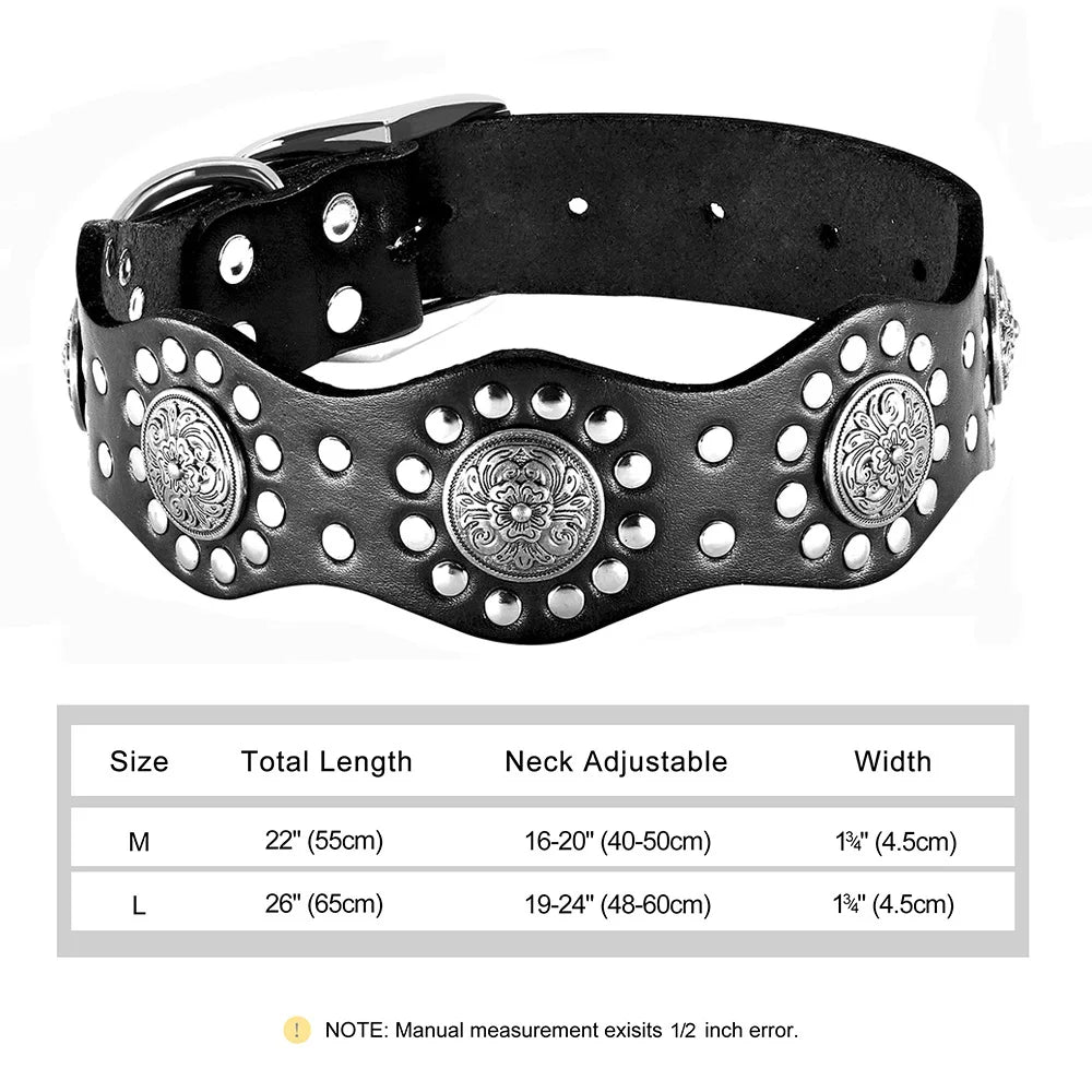 Luxury spiked leather dog collar for large dogs