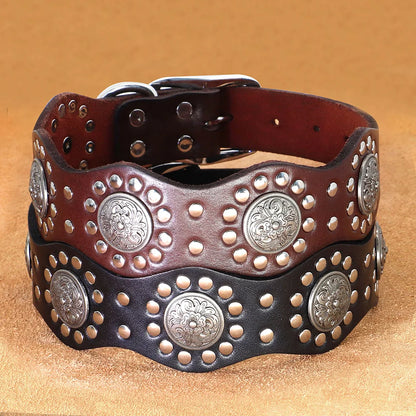 Luxury spiked leather dog collar for large dogs