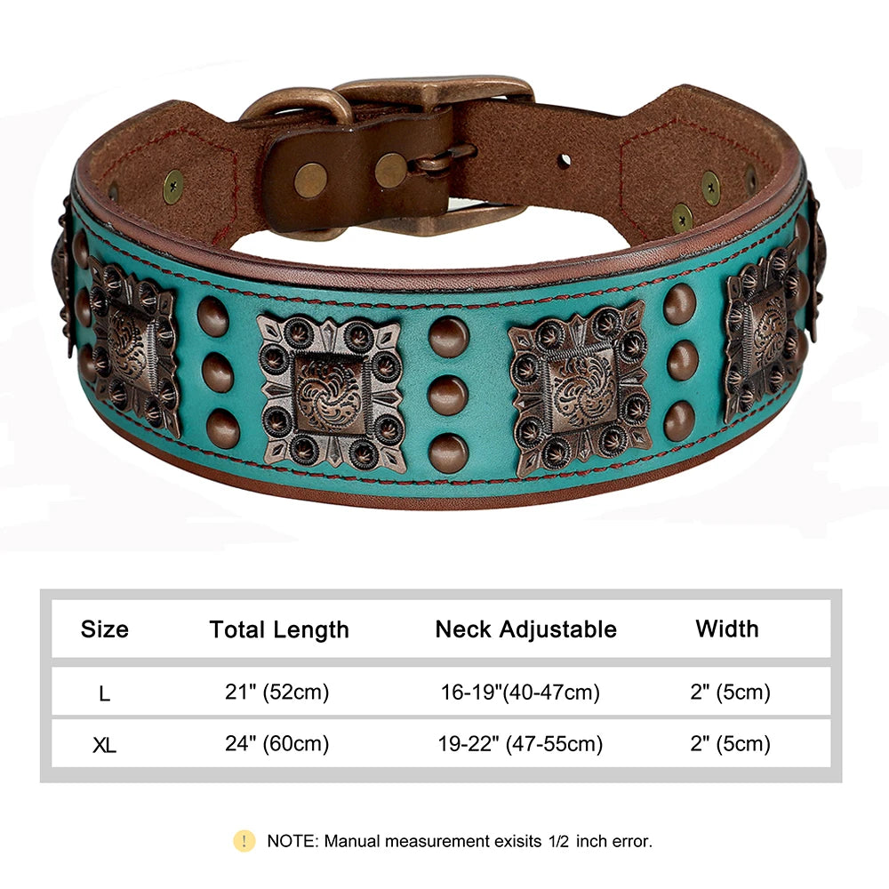 Luxury spiked leather dog collar for large dogs