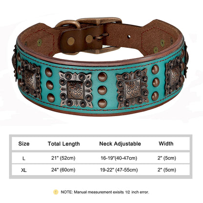 Luxury spiked leather dog collar for large dogs