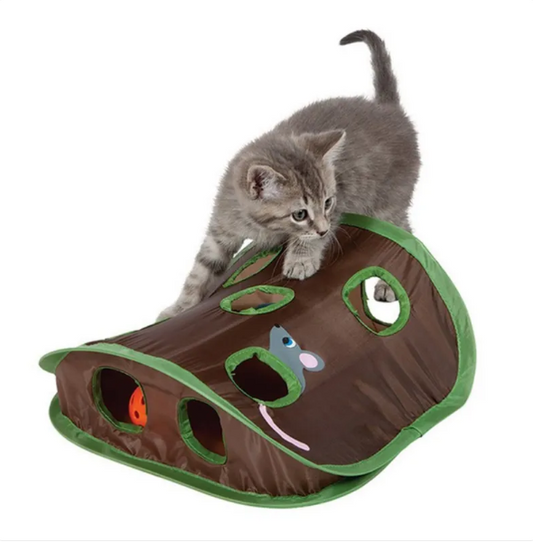 Cat tent with toys – Interactive cave with mice and balls