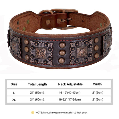Luxury spiked leather dog collar for large dogs