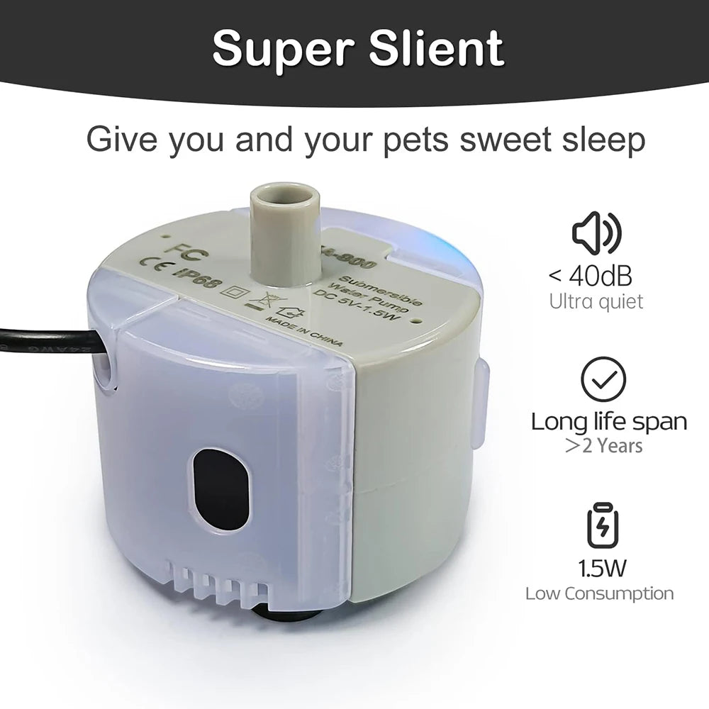 Water Pump For Pet Fountain Stainless Steel  TyP-SMA-800 Ultra-Quiet USB,No Plug Only Water Pump