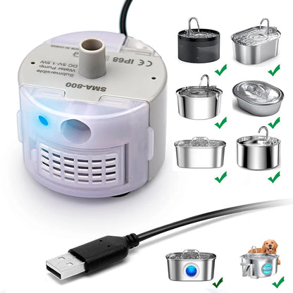 Water Pump For Pet Fountain Stainless Steel  TyP-SMA-800 Ultra-Quiet USB,No Plug Only Water Pump