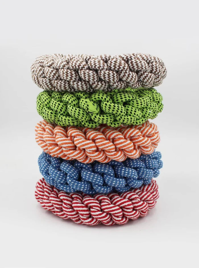 Robust chewing ring for dogs - Natural rope toy for healthy gums