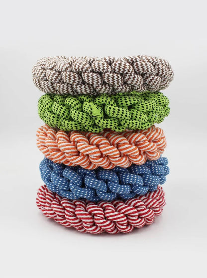 Robust chewing ring for dogs - Natural rope toy for healthy gums
