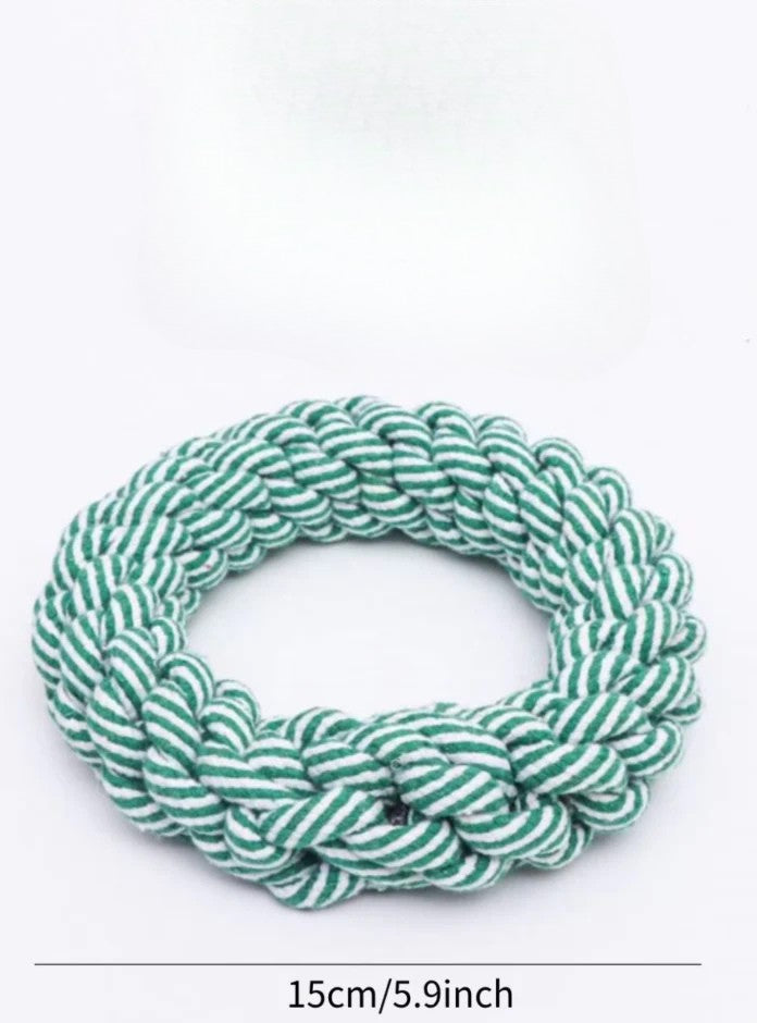 Robust chewing ring for dogs - Natural rope toy for healthy gums