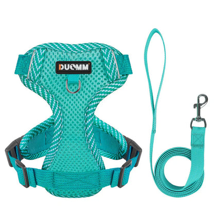 Dog harness with lead for small dogs with reflector