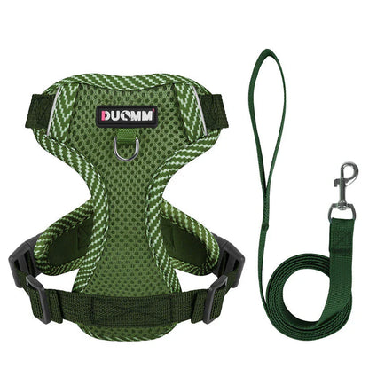 Dog harness with lead for small dogs with reflector