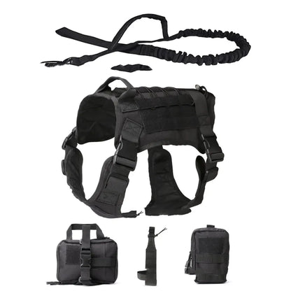 Tactical dog harness with pockets and lead Set for training and outdoor use